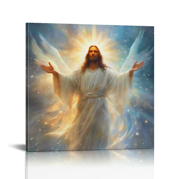 Vintage Jesus Canvas Wall Art Print,Christian Pictures Canvas Print Posters Wall Decor, Religious Christian Gifts Wall Art Home Decor for Church Living Room Dining Room Decor Framed