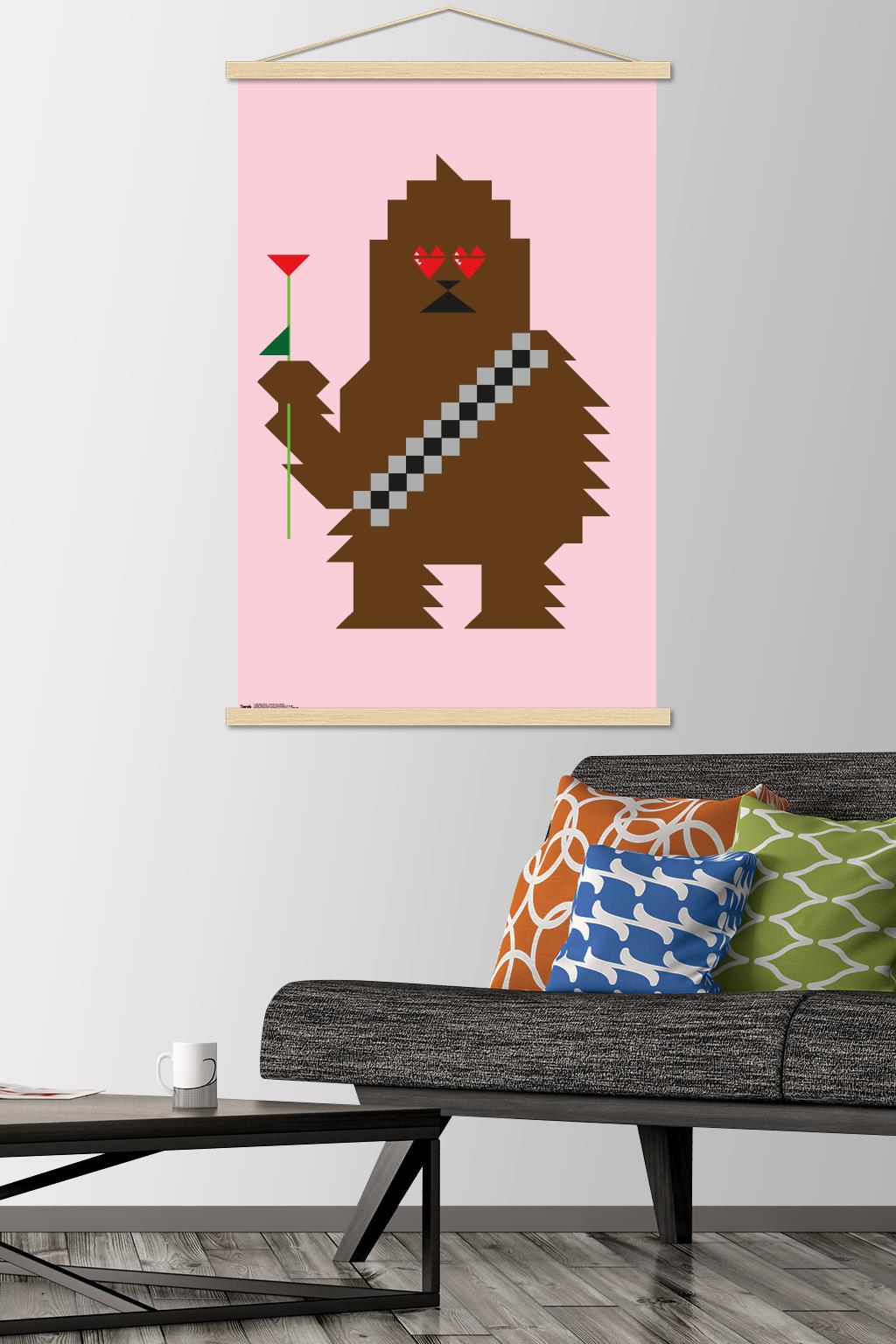 Star Wars: Saga - Chewbacca Hearts Wall Poster with Wooden Magnetic Frame, 22.375" x 34"