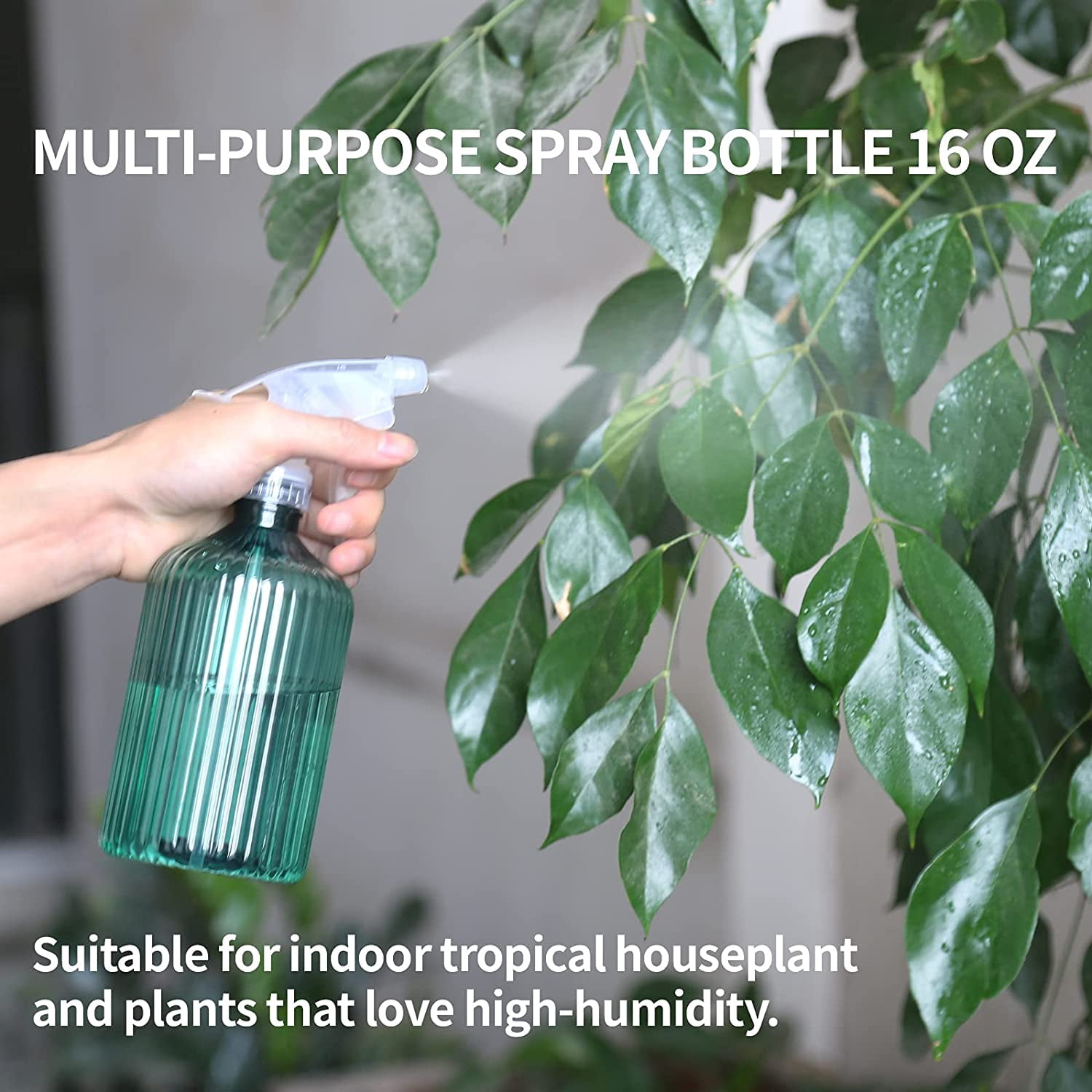 Watering Can Indoor Plants - Plant 34 OZ, Long Spout Small for House Garden Potted Flowers with Spray Bottle, Squeeze Bottle Green