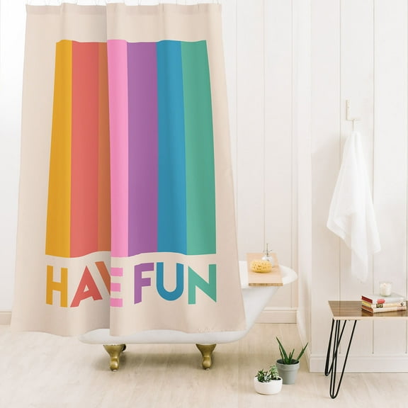 Society6 Showmemars Vintage Rainbow Have Fun Shower Curtain 71" x 74"