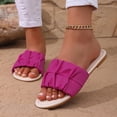 thumbnail image 6 of KIJBLAE Women's Color Block Flat Slide Sandals, Open Toe Non Slip Casual Slippers Summer Beach Vacation Outdoor Daily Wear Hot Pink 43, 6 of 9