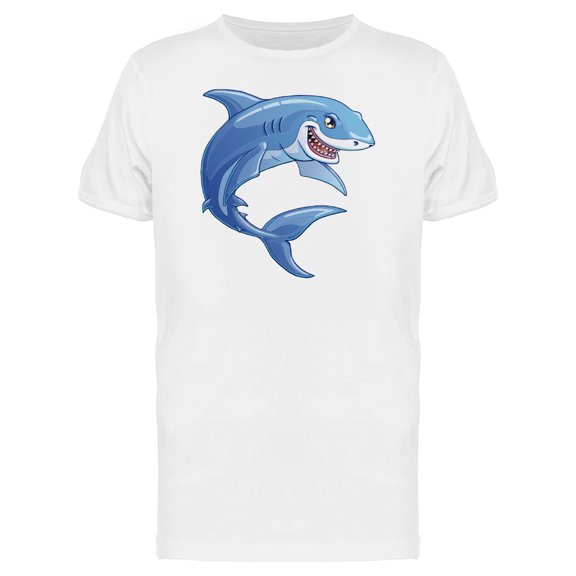 Friendly Blu Shark Cartoon Tee Men's -Image by Shutterstock