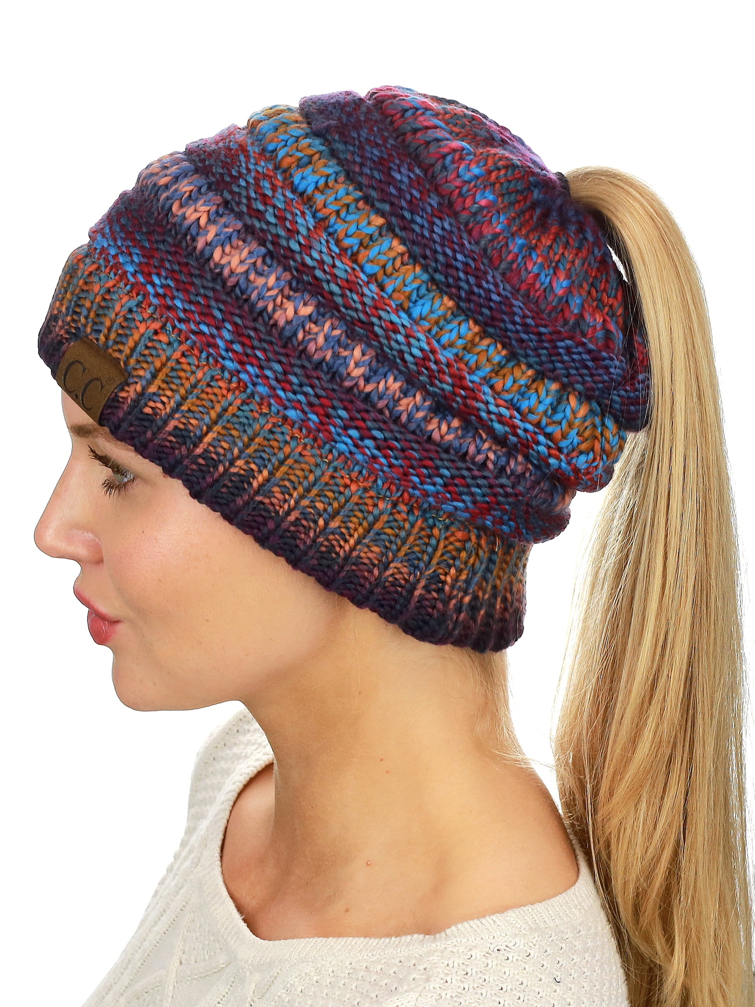 C.C BeanieTail Soft Stretch Cable Knit 