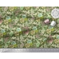 thumbnail image 3 of Soimoi polyester Crepe Fabric Leaves & Grandiflora Roses Floral Printed Craft Fabric by the Yard 42 Inch Wide, 3 of 3