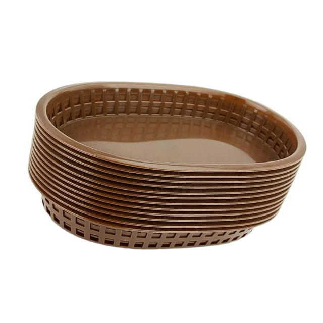 Cestas ovaladas para comida rápida, bandeja para servir comida, platos grandes clásicos, cestas para freír pan, bandeja para servir para restaurantes marrón