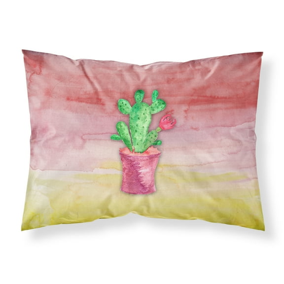 Flowering Cactus Watercolor Fabric Standard Pillowcase