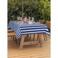 thumbnail image 4 of 60x102 Inch Outdoor Tablecloth with Umbrella Hole Zipper Rectangle Dark Blue Striped Rectangular Tablecloths Outside Waterproof Modern Beige Geometric Country Patio Table Cloth Cover for Picnic Party, 4 of 8