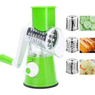 Felirenzacia 3 In 1 Multifunctional Vegetable Cutter & Slicers Hand Roller  Type Square Drum Vegetable Cutter With 3 Blades Removable Easy To Clean