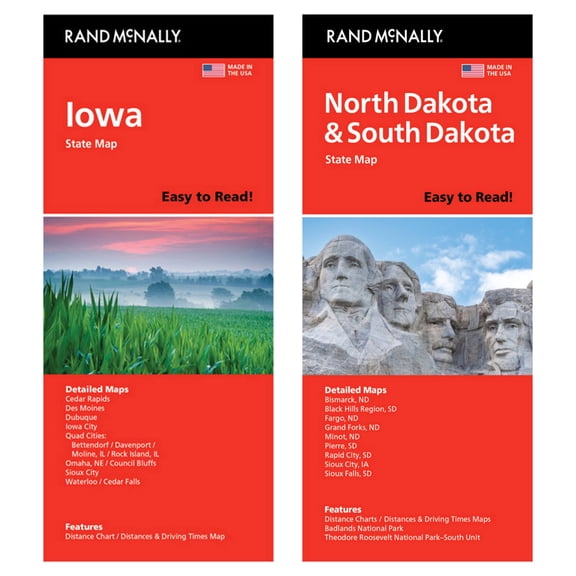 Rand McNally State Maps: Iowa and North Dakota/South Dakota (2 Maps)