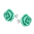 thumbnail image 3 of Pretty Blooming Carved Green Rose .925 Silver Earrings, 3 of 5