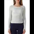 thumbnail image 1 of Camiseta Deportiva Informal de Cuello Redondo y Larga para Mujer, Estilo Jersey, para Otoño e Invierno, con Pliegues y Ajustada, para Yoga Gris XL, 1 of 8