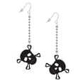 thumbnail image 2 of Delight Jewelry Acrylic Large Black Skull - Silver-tone Long Sparkle Dangle French Earrings, 2 of 4