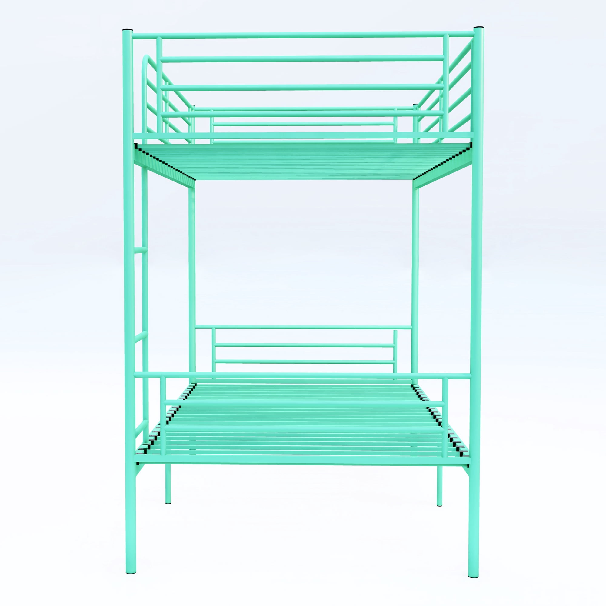 Leumius Twin over Twin Bunk Bed,Metal Bed Frame with Ladder and Guardrail,Noise Free,Easy Assemble,Able to Split 2 Bed,Green