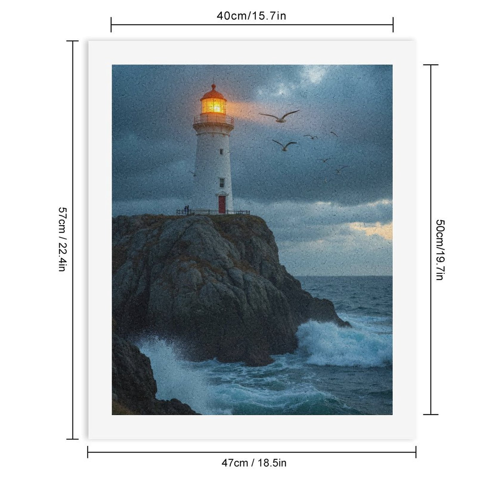 Paint By Numbers Kit for Adults Beginner - DIY Lighthouse At Dusk Ocean Waves Birds Canvas Painting Kits for Adults, Frameless Paint By Number for Adults for Home Wall Decor 16x20 Inch