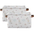 thumbnail image 2 of Coolnut Cartoon Giraffe Storage Basket Foldable Storage Bin, Canvas Rectangular Storage Basket with Leather Handles for Home Closet & Office Decor Gifts, 2 of 7