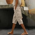 thumbnail image 4 of Kinrui Womens White Linen Capris Lightweight Summer Casual Beach Crop Trousers Khaki XL, 4 of 8