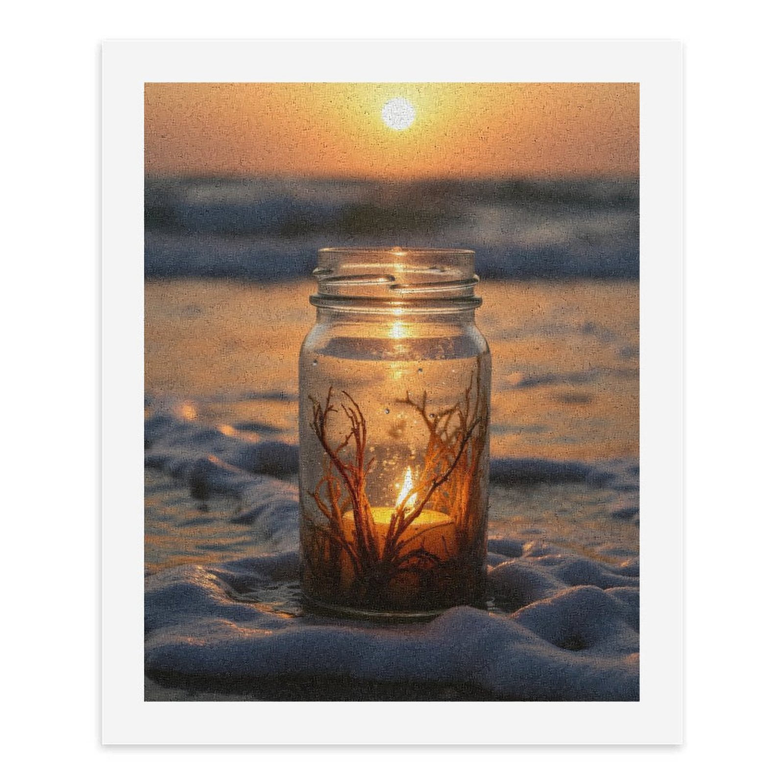 Paint By Numbers Kit for Adults Beginner - DIY Sunset Candle Beach Scene Canvas Painting Kits for Adults, Frameless Paint By Number for Adults for Home Wall Decor 16x20 Inch