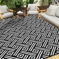 thumbnail image 1 of SHIQI-Outdoor Rug 8x10 Patio Waterproof, Large Outdoor Plastic Straw Rug, Reversible Out Door Carpet for Camping, Deck, Rv, 8 x 10 Area Carpet for Balcony, Porch, Backyard, Black and White, 1 of 4