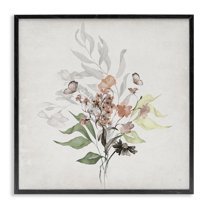 Stupell Industries Soft Florals & Butterfly Plants & Flowers Painting Black Framed Art Print Wall Art, 24 x 24