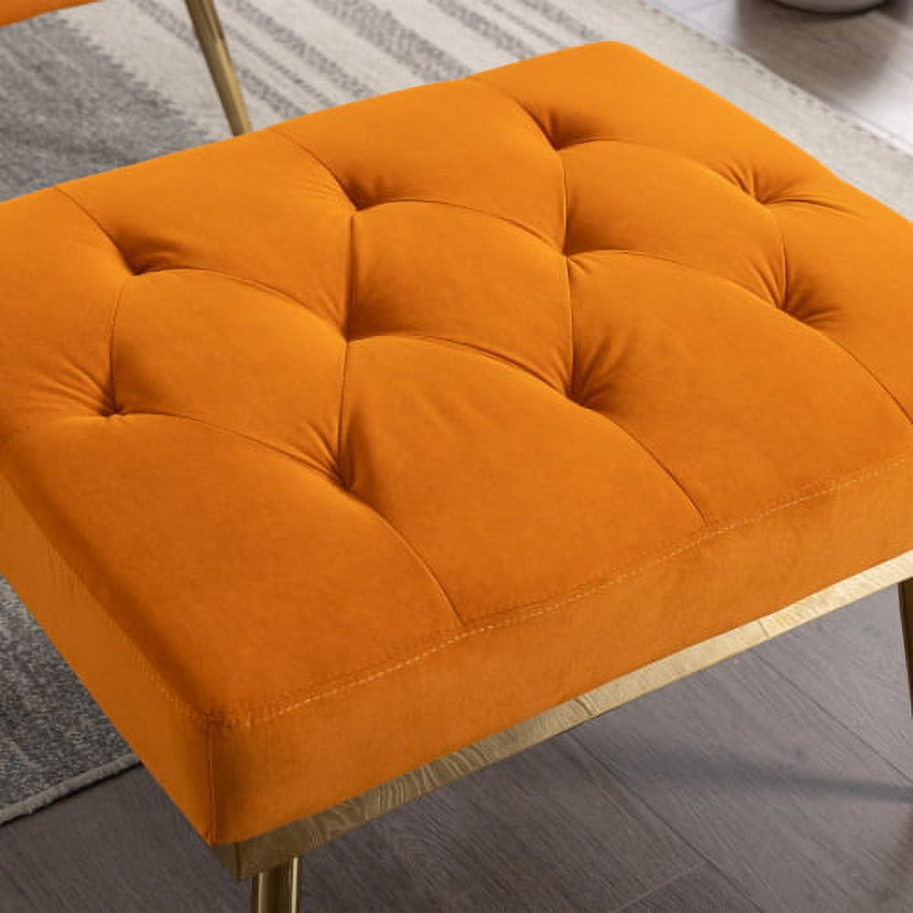 BSHTI 36.61'' Wide Modern Accent Chair With 3 Positions Adjustable Backrest, Tufted Chaise Lounge Chair, Single Recliner Armchair With Ottoman And Gold Legs For Living Room, Bedroom (Orange)