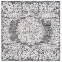 SAFAVIEH Precious Ariana Quatrefoil Area Rug, Black/Ivory, 6' x 6' Square