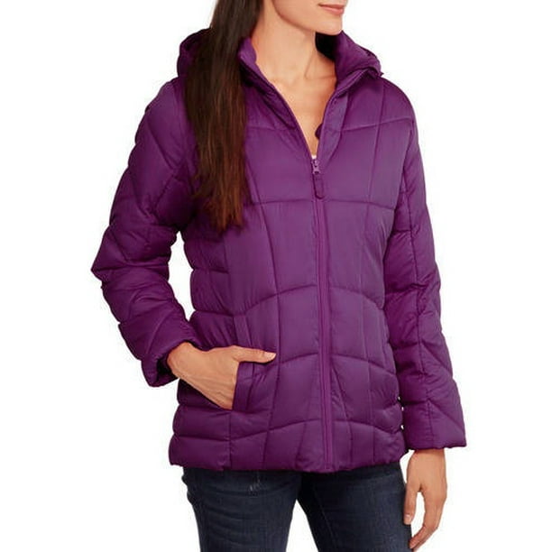Faded Glory - Women's Hooded Puffer Jacket Coat - Walmart.com - Walmart.com