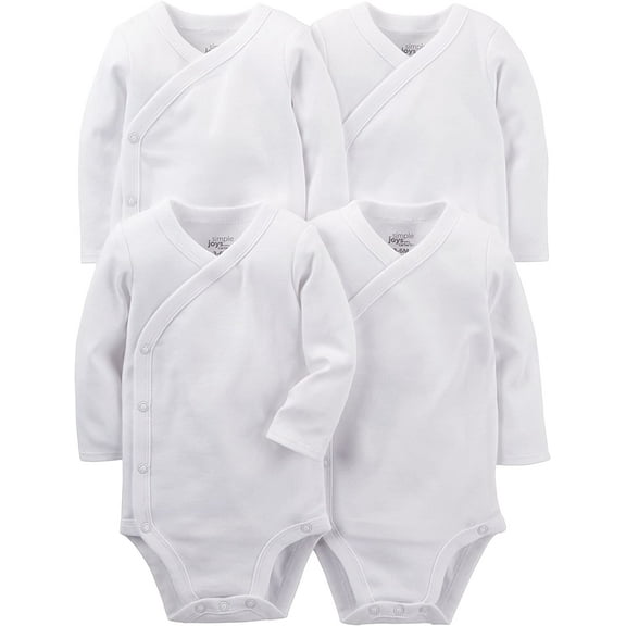 Simple Joys by Carter's Unisex Babies' Side Snap Bodysuit, Pack of 4 0-3 Months White