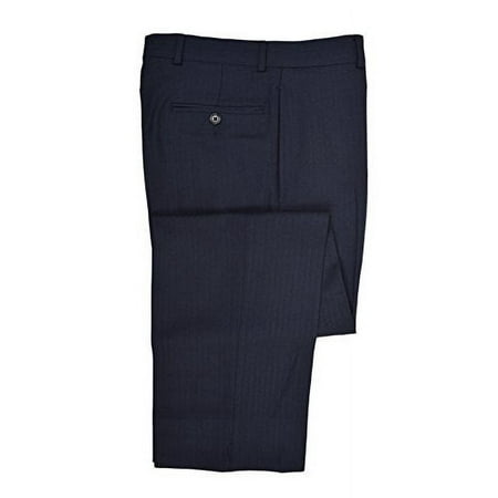 New Brooks Brothers Mens Flat Front Stretch 346 Herringbone Stripe Dress Pants Deep Navy Blue (33W x 30L)