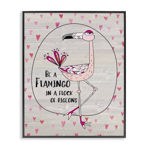 Stupell Industries Eclectic Be A Flamingo Cartoon Black Framed Giclee Art, 24 x 30, by Jo Moulton
