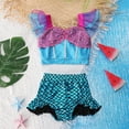 thumbnail image 2 of Bañador de sirena para niños, traje de baño con estampado de escamas de pescado, Bikini dividido, Fiesta en la piscina, playa y arena, Verano, 2 of 4