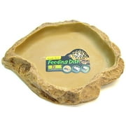 Angle View: Exo-Terra Granite Rock Reptile Feeding Dish Large - 8"L x 7"W x 1.5"H Pack of 4