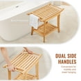 thumbnail image 5 of VEVOR Bamboo Shower Bench, 24 x 13.8 x 18.9 in, Waterproof Shower Stool Chair with Storage Shelf Handle,300 lbs Load Capacity Spa Bath Seat Organizer, for Adults Seniors Women Elderly Indoor Outdoor, 5 of 9