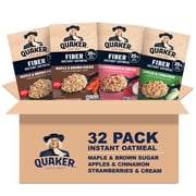 Quaker Instant Oatmeal Fiber Boost Variety Pack, 32 Count