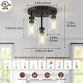 thumbnail image 4 of Licperron Farmhouse 3-Light Black Flush Mount Ceiling Light Fixtures with Clear Glass Shades, 4 of 8