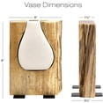 thumbnail image 2 of Excello Global Products Matte White Glass and Wood Vase - Rustic Flower Vase Decorative Centerpieces for Dining Room Table Coffee Tables Vintage Farmhouse Decor (Short - 8" x 6") - EGP-HD-0344A, 2 of 4