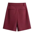 thumbnail image 5 of Qgtaibl Women's Bermuda Dress Shorts High Waisted Pleated Wide Leg Shorts with Pockets Summer Loose Fit Solid Color Fomal Work Shorts Wine L, 5 of 8