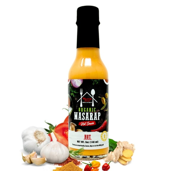 Masarap Sauce Hot Sauce, Habanero, Garlic & Filipino-West African Spices, 5 oz Bottle
