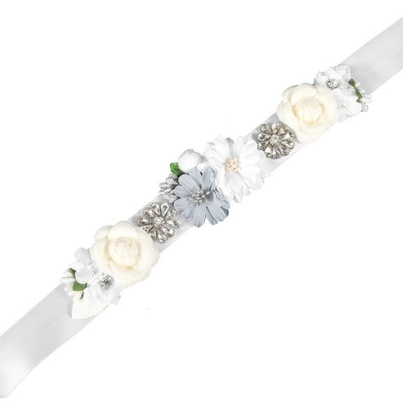 HEMOTON  Wedding Belt for Bride Dress Bridal Gown Rhinestone Sash Pregnant Woman White