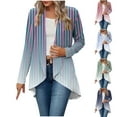 thumbnail image 2 of ShiShine Women’s 2025 Fall Fashion Stripe Cardigan Lightweight Soft Cardigan Long Sleeve Open Front Coat, 2 of 7