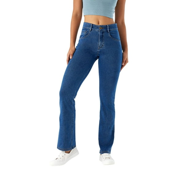 Aocisk Jeans for Women Ladies Elastic Pull On Skinny Flared Bootcut Denim Jeggings for Comfortable Wear for Women with Pockets Blue XL
