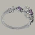 thumbnail image 3 of LBG British Made 14k White Gold Natural Amethyst & Opal Womens Anniversary Ring - 33 size options - Size 10, 3 of 7