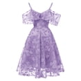 thumbnail image 3 of Gibobby Vestido elegante Vestido Swing Floral Fiesta Cóctel Aline Princesa Encaje Escote Vintage Mujer Mujer Trajes y Conjuntos（Morado， M), 3 of 5