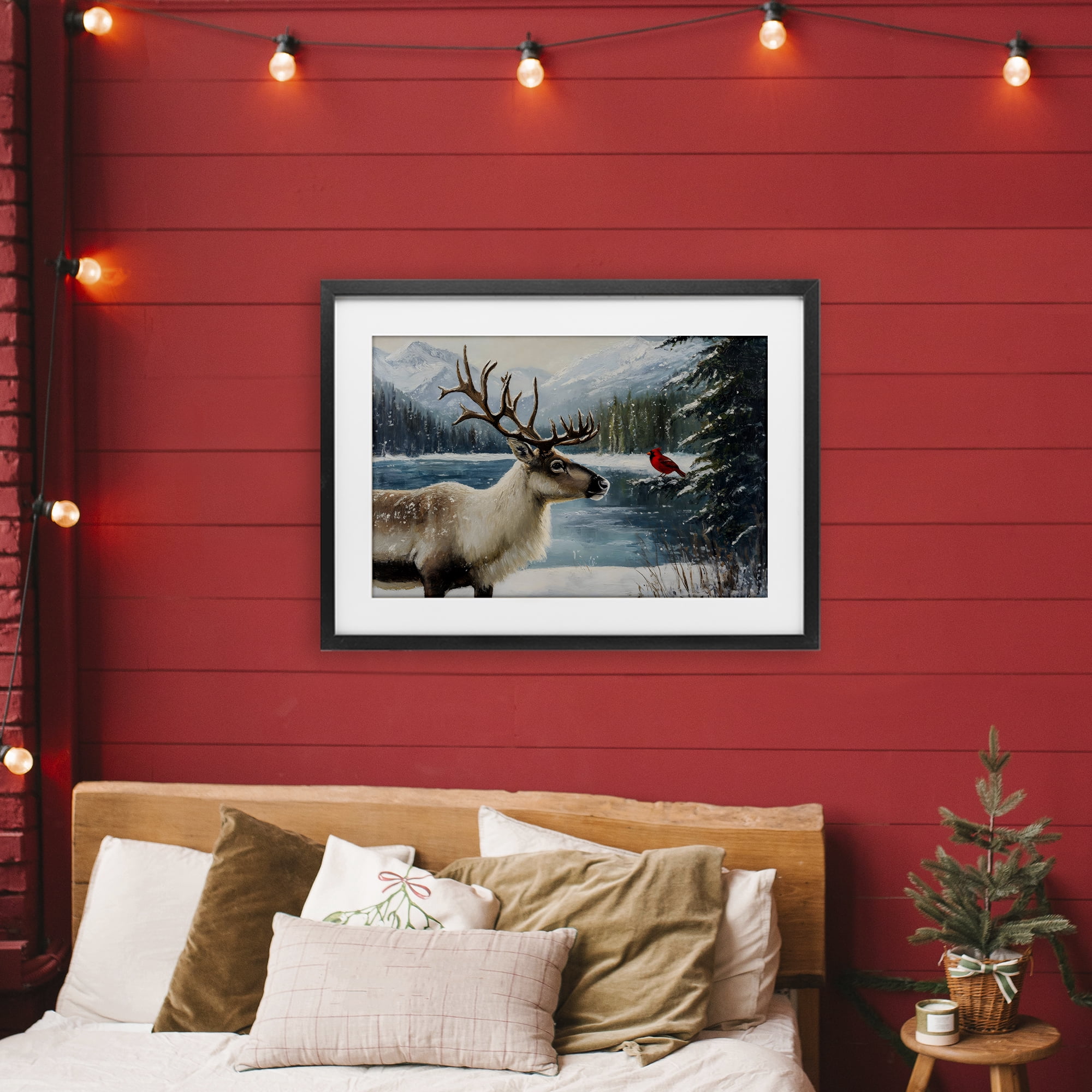Christmas Conversation In Wild Black Framed Print Under Glass, design by Petal Prints Design