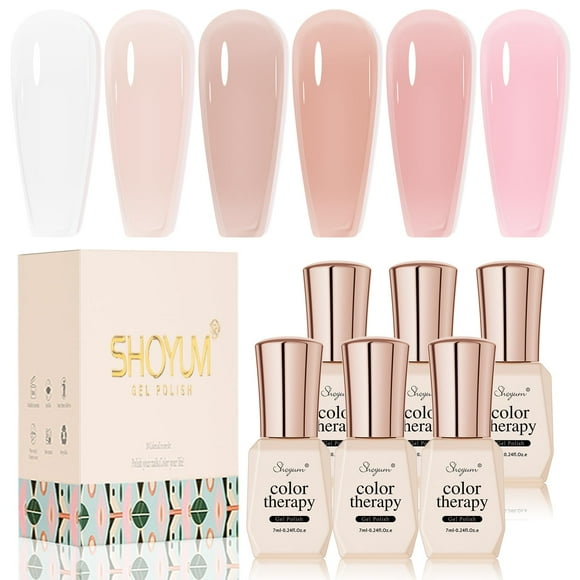 Set de esmaltes de uñas en gel SHOYUM Nude Pink, 6 colores, 7 ml, Soak Off