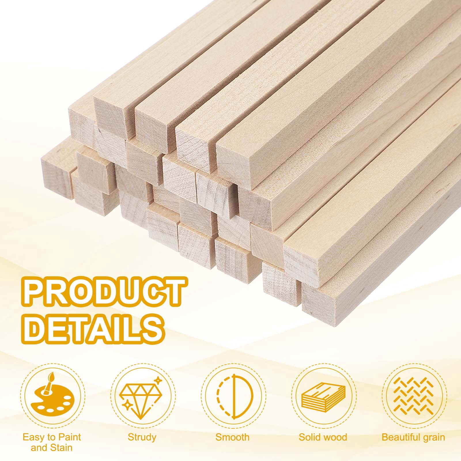 Uxcell 25 Pcs 2/5 x 8 Inch Dowel Rods Wood Natural Sticks for Craft DIY Supplies