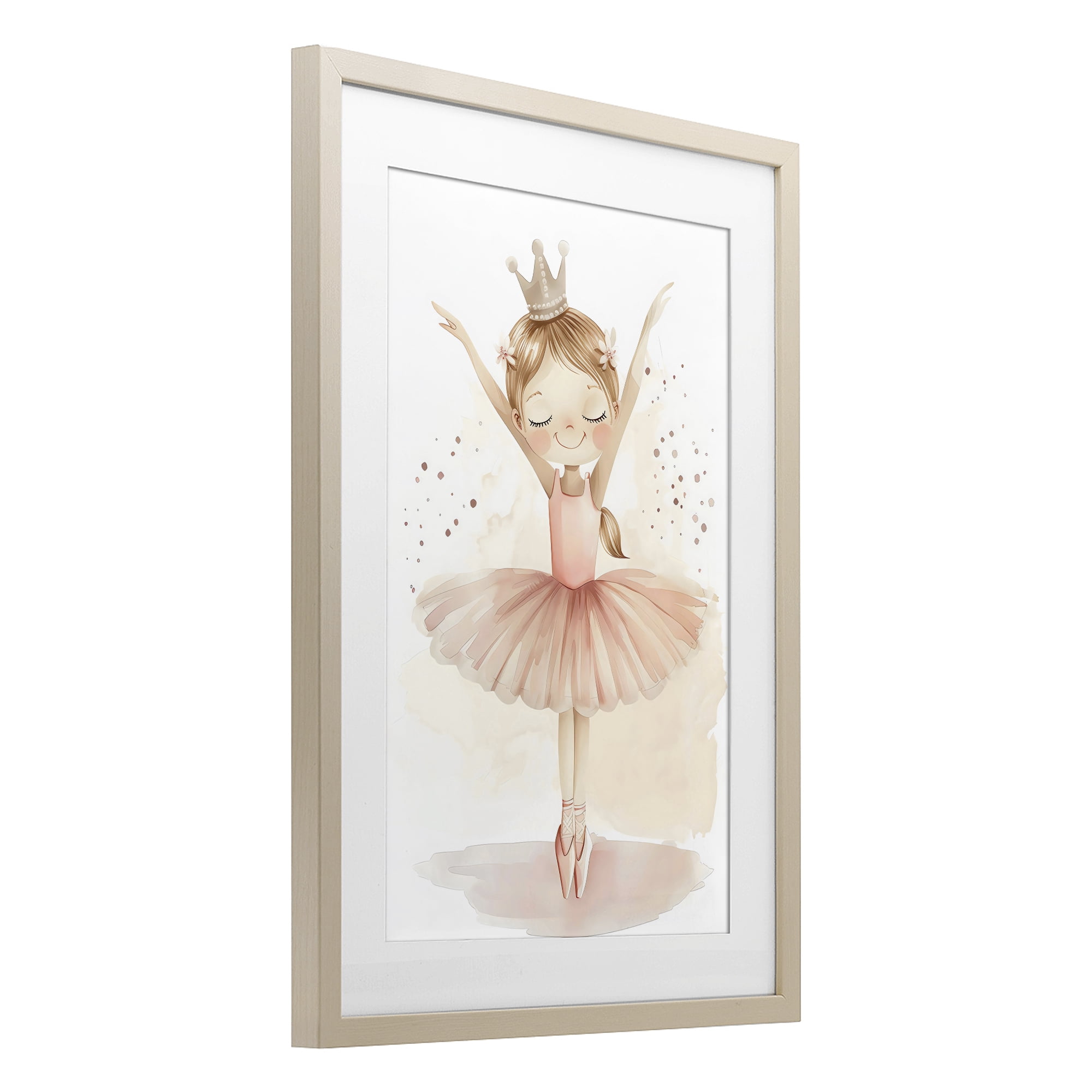 Stupell Industries Crowned Ballerina with Flowers Birch Framed Print Under Glass, design by Creative Studio