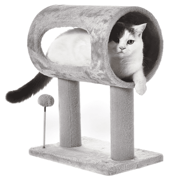 Cat Craft Scratching Post 20.5" Cat Tree with Tunnel Carpet Cat Tower Kitten Tree Cat Tree with Hanging Ball for Indoor Cat, Grey