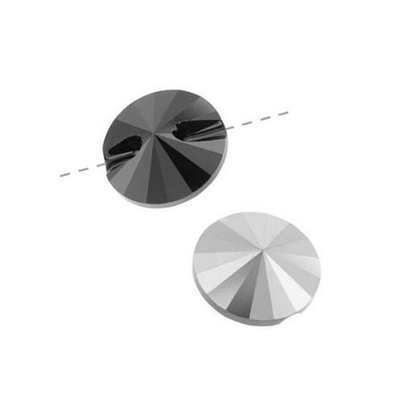 Swarovski Crystal, #3015 Rivoli Button 12mm, 2 Pieces, Jet Hematite Unfoiled