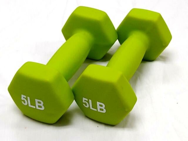 Rainforest Basics Neoprene 5 Lbs. Hex Dumbbells Hand Weights, Set of 2