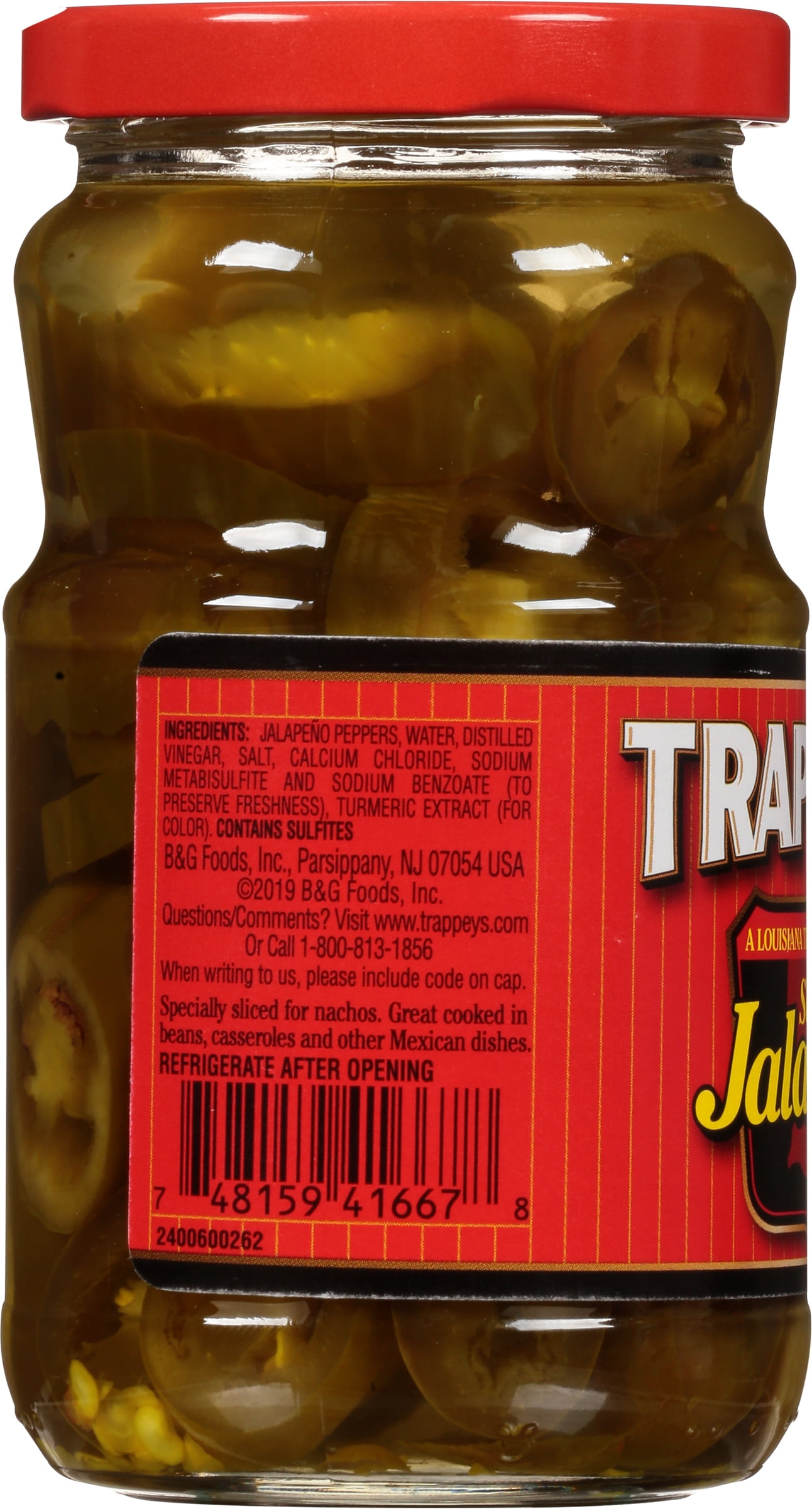(12 pack) Trappey's Hot Sliced Jalapeño Peppers, 12 oz Glass Jar